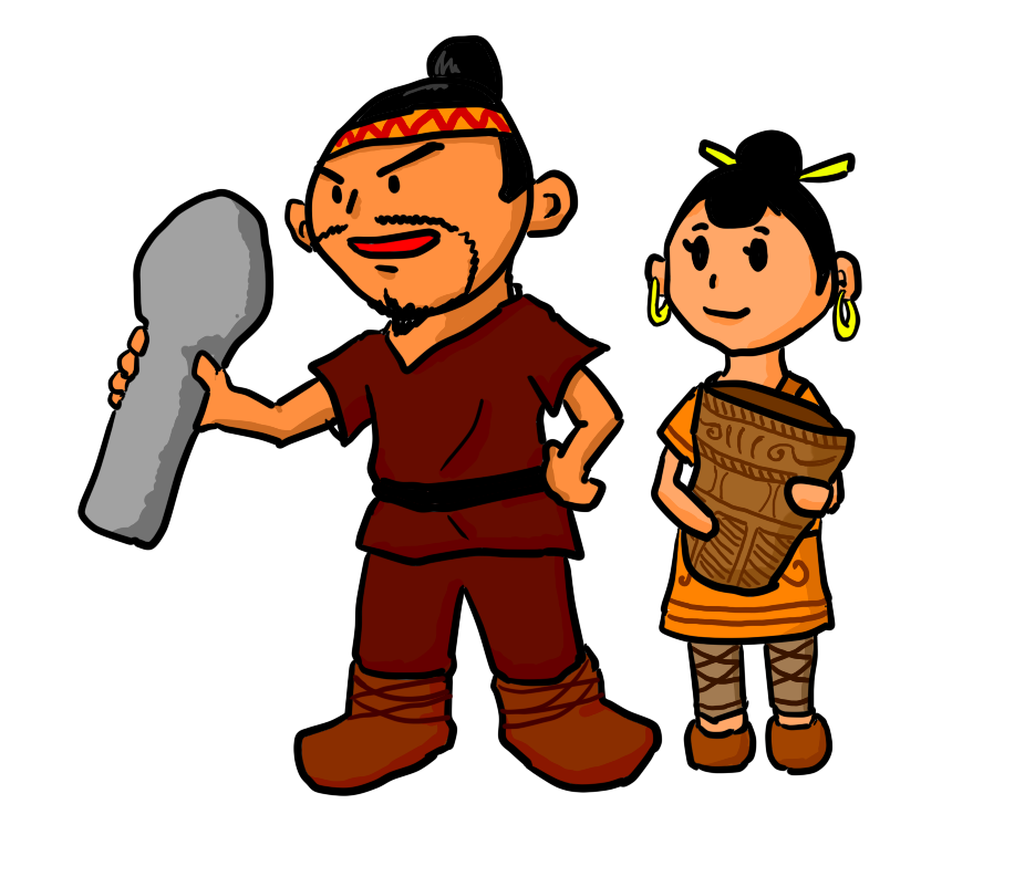 石棒を持つ縄文人のイラスト